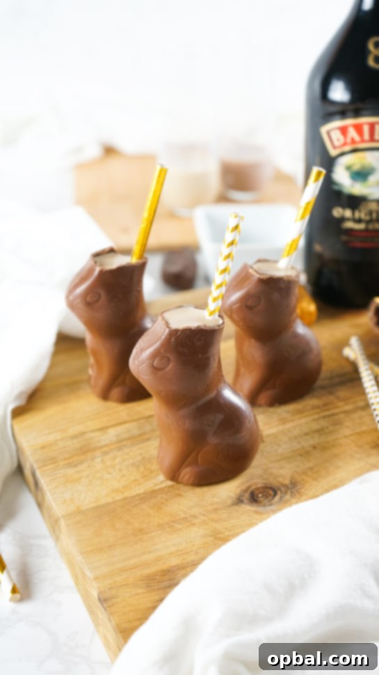 Bailey's Hoppy Chocolate Dream 10 Photo of Bailey’s Chocolate Bunny Cocktail recipe ready to be served for a party with straws in