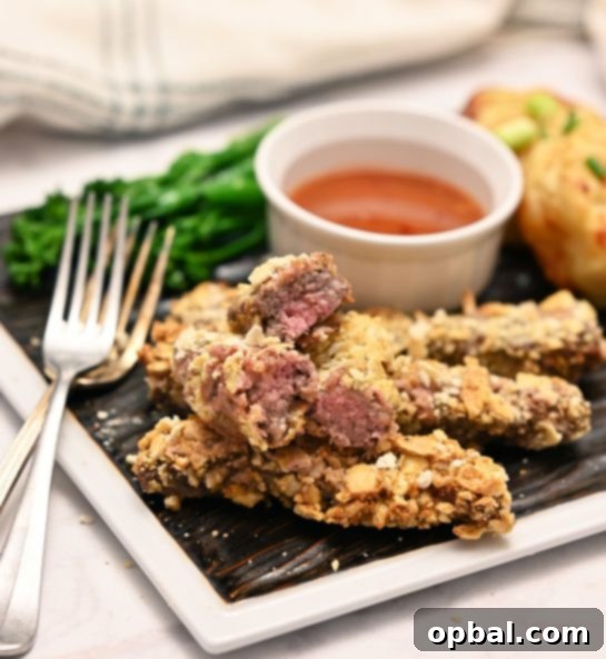 Crispy Idaho Finger Steaks with Sweet Country Dip 5 Golden crispy Idaho finger steaks with dipping sauces like homemade Country Sweet Sauce, cocktail sauce, or ranch dressing.