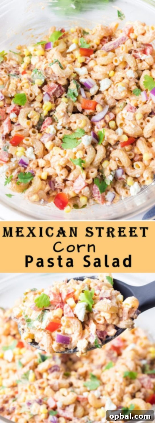 Elote Pasta Salad 14 Mexican Street Corn Pasta Salad is simple and healthy, yet so tasty. It’s the perfect side or main dish for a party or just a quick meal during the week with a Mexican twist!