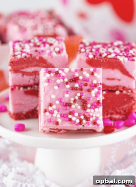 Sweetheart Swirl Strawberry Fudge 5 Easy Layered Valentine's Day Strawberry Fudge recipe requires just four ingredients and can be made in under 10 minutes! Pretty and cute gift for your Valentine.
