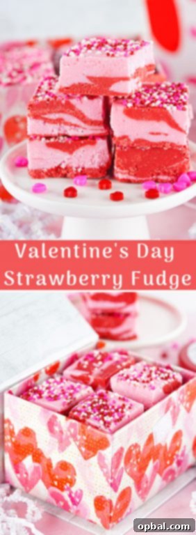 Sweetheart Swirl Strawberry Fudge 6 Easy layered Valentine's Day Strawberry Fudge recipe needs just four ingredients and can be made in under 10 minutes! Pretty and super cute gift for your Valentine.