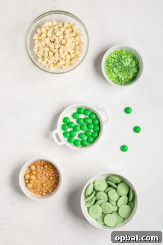 Golden Clover Crunch 3 Ingredients needed to make the Leprechaun Bark recipe