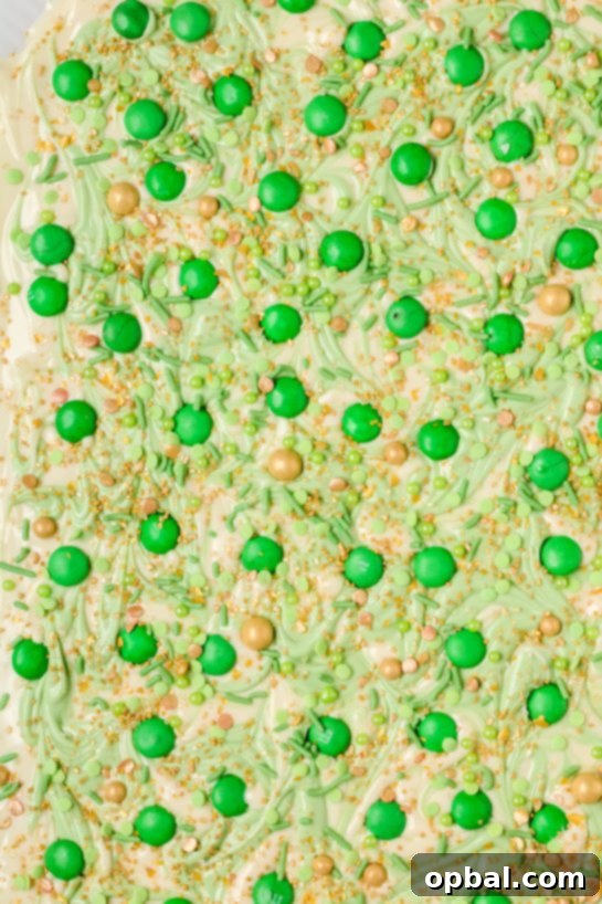 Golden Clover Crunch 4 All of the ingredients in the pan needed to make the Leprechaun Bark recipe for St. Patrick's Day