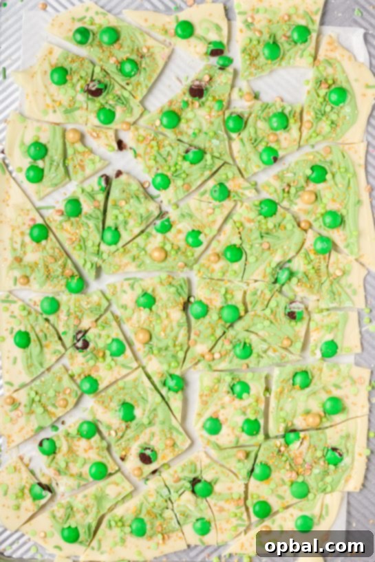 Golden Clover Crunch 7 Simple Leprechaun Bark candy recipe is loaded with colorful and green, festive toppings. It’s a different flavor and texture in every bite, delicious, and is perfect for a St. Patrick's Day party!