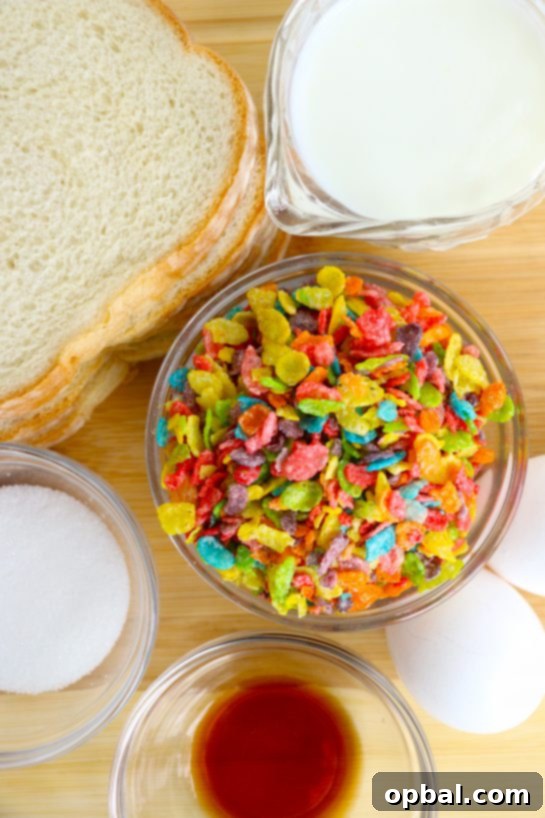 Crispy Air Fryer Fruity Pebble French Toast 3 Ingredients needed to make the Air Fryer Fruity Pebble French Toast recipe