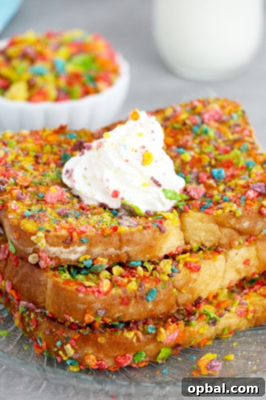 Crispy Air Fryer Fruity Pebble French Toast 7 Quick Air Fryer Fruity Pebble French Toast is a classic French toast recipe made with a sweet and crispy cereal coating right in the air fryer. This Fruity Pebbles French toast is a fun twist on a favorite breakfast or brunch!