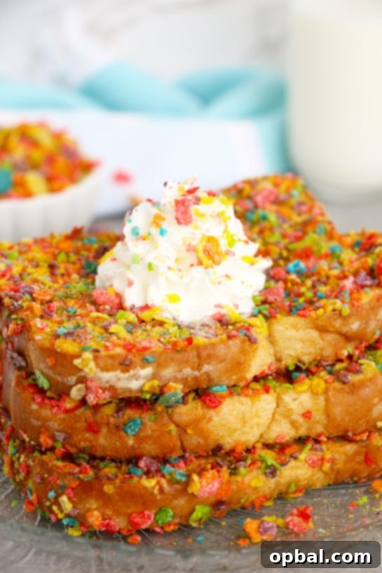 Crispy Air Fryer Fruity Pebble French Toast 8 Easy Air Fryer Fruity Pebble French Toast is a classic French toast recipe made with a sweet and crispy cereal coating right in the air fryer. This Fruity Pebbles French toast is a fun twist on a favorite breakfast or brunch!