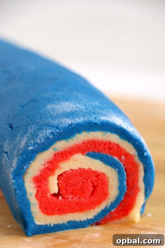 Patriotic Swirl Cookies 6 Easy Patriotic Pinwheel Cookies recipe ready to be sliced and baked