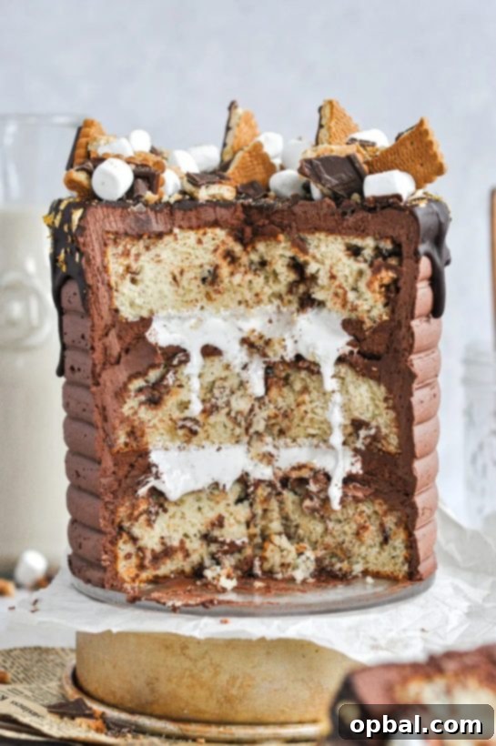 Ultimate S'mores Indulgences 6 Easy and delicious! This s’mores cake is everything s’mores in a slice. A doctored cake mix full of butter cookies, marshmallow fluff, and chocolate frosting!