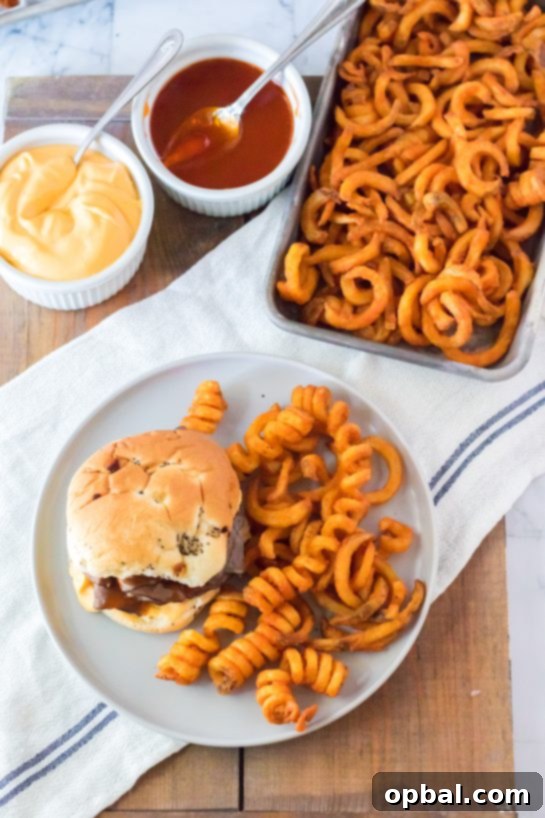 Homemade Arby's Beef and Cheddar 5 Overhead shot of the best Copycat Arbys Beef & Cheddars recipe with spicy curly fries