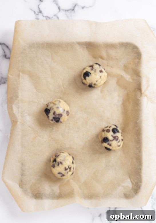 Sweet & Tangy Blueberry Chocolate Chip Cookies 4 Glazed Blueberry Oatmeal Chocolate Chip Cookies ready to go in the oven