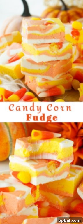 Tri-Color Candy Corn Fudge 12 No-Bake Candy Corn Fudge recipe is a delicious and easy Halloween and Fall treat for kids or adults. This creamy homemade fudge only needs 4 ingredients and 15 minutes to make!