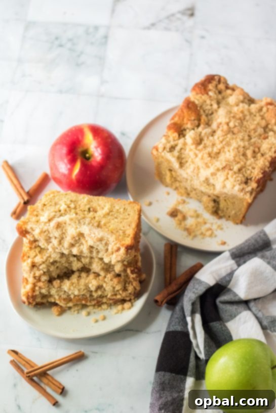 Homestyle Apple Crumble Coffee Cake 5 A beautifully baked Apple Streusel Coffee Cake, ready to be sliced and served.