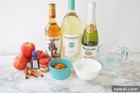 Pumpkin Patch Party Sangria 4 Ingredients needed to make the pumpkin sangria recipe