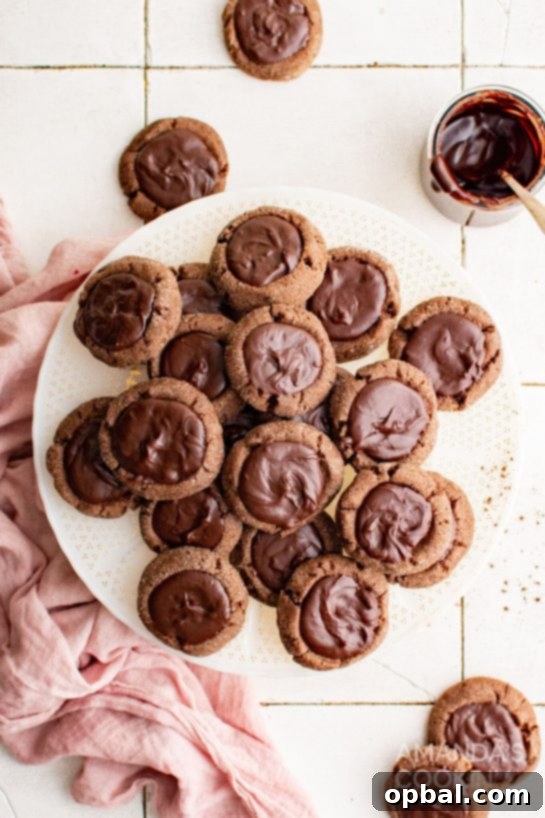 Signature Thumbprint Treats 4 Rich and decadent Chocolate Thumbprint Cookies, a perfect treat for chocolate enthusiasts during any season.