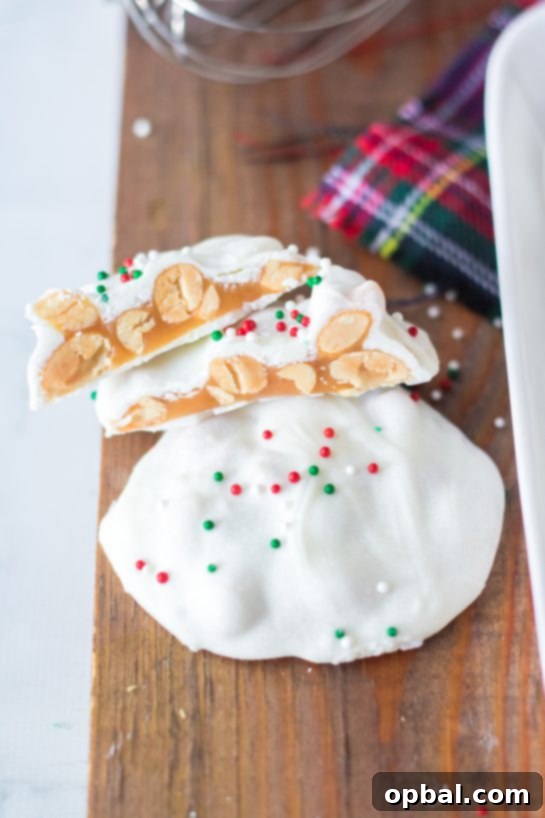 Icebound Talons 2 Delicious No-Bake Polar Bear Claws, a festive holiday treat with caramel, peanuts, and white chocolate, topped with sprinkles.