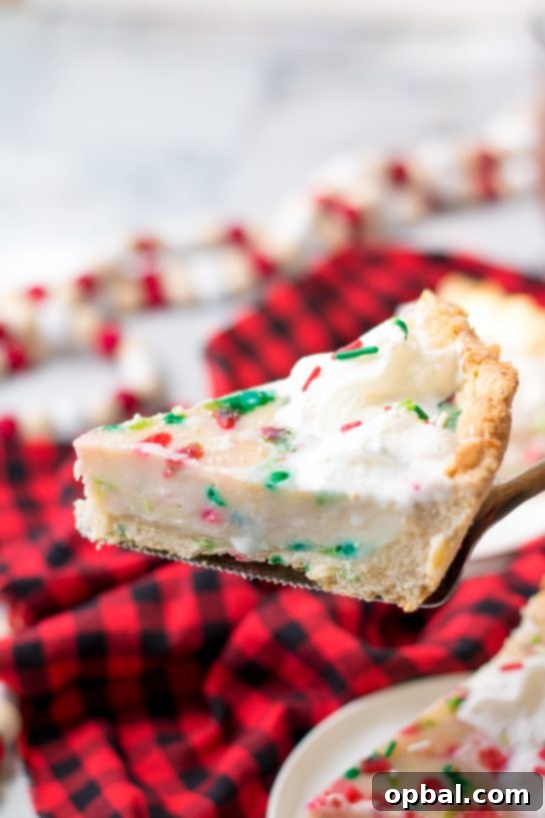 Velvet Sugar Pie 8 A beautiful, easy Christmas Sugar Cream Pie, perfect for holiday gatherings, featuring its creamy filling and festive sprinkles.