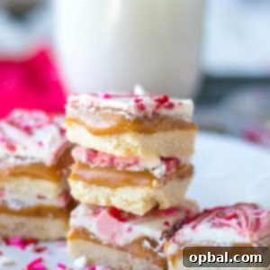 Sweet Valentine's Millionaire Bars 15 Valentine's Day Millionaire Bars - a featured image for the recipe card