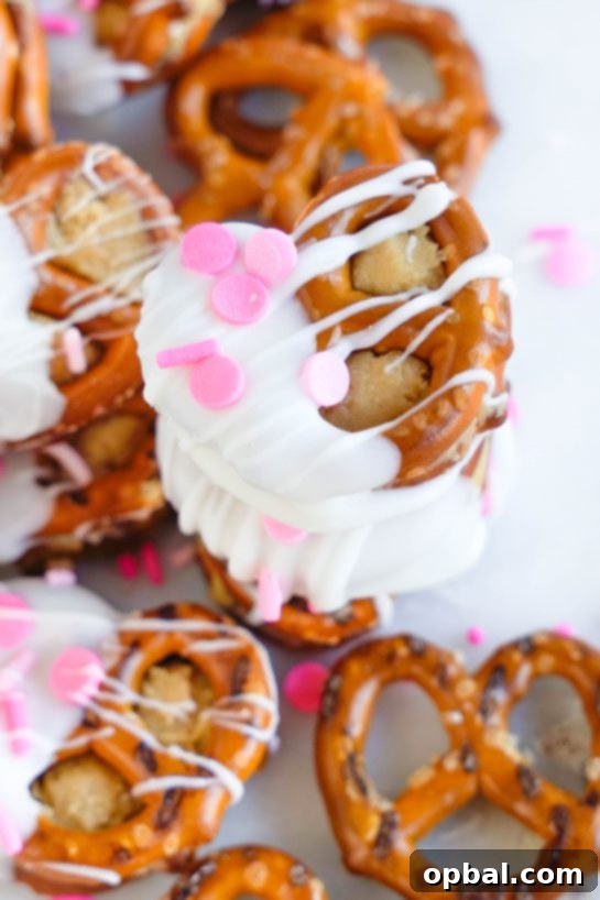 Sweetheart Pretzel Bites 11 Beautifully arranged Valentine's Day Pretzel Bites, highlighting their festive appearance.