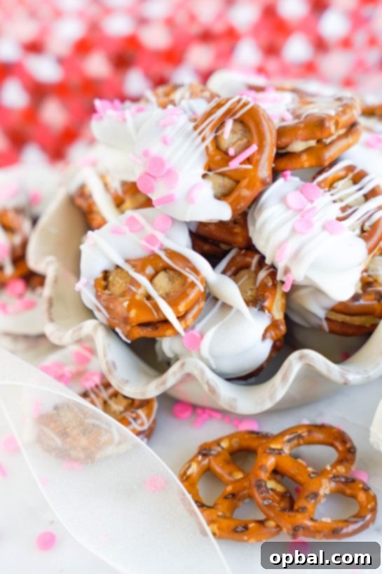 Sweetheart Pretzel Bites 10 A simple yet elegant display of Valentine's Day Pretzel Bites, ready for serving or gifting.