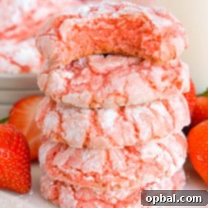 Luscious Strawberry Crinkles 13 Strawberry Crinkle Cookies: a simple and delicious strawberry cookie recipe made with cake mix. If you're looking for the easiest cookie recipe on the planet, you found it! These cookies require just FIVE ingredients and come out perfectly every time.