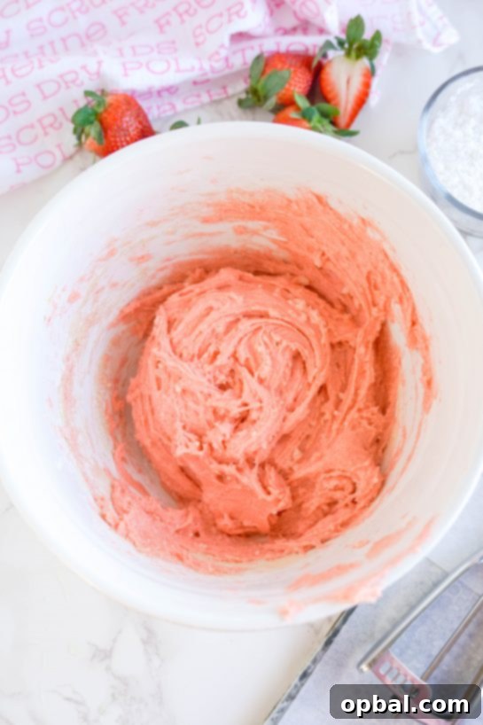 Luscious Strawberry Crinkles 4 Strawberry Crinkle Cookie batter mixed and ready for chilling, a quick step for Valentine's Day baking.