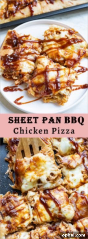 This recipe for Sheet Pan BBQ Chicken Pizza has a crispy crust, tons of cheese, and tender chicken, with the sweetness of hickory barbecue sauce. This pizza is the perfect balance of sweet, smoky, and savory goodness. It’s a breeze to make!