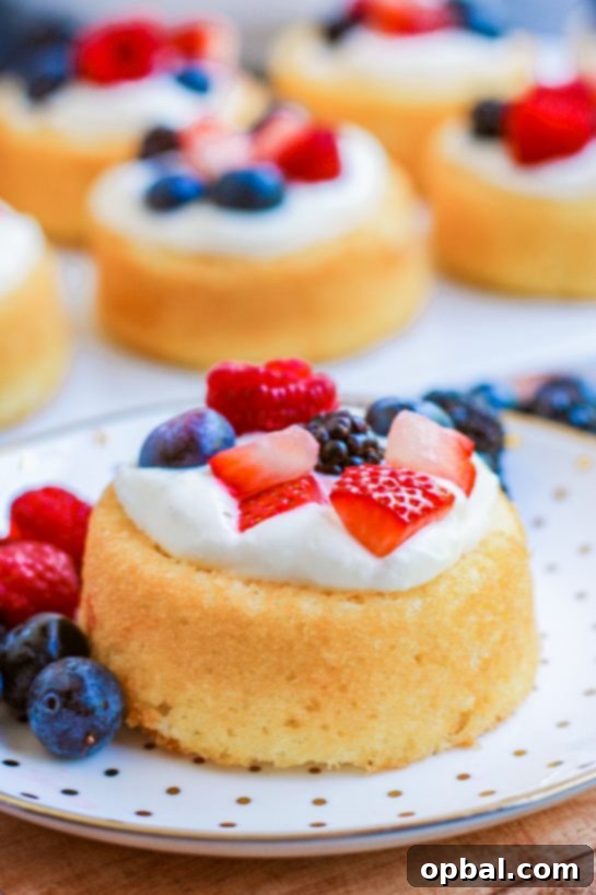 22 Firecracker Flavors for the Fourth 10 Delicious Berry Shortcakes recipe loaded with fresh blueberries and strawberries, perfect individual portions for a 4th of July afternoon treat.
