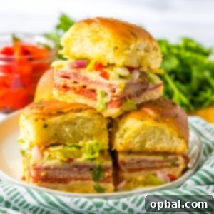 Zesty Italian Sliders 10 This Italian Sub Sliders recipe combines ham, salami, pepperoni and provolone, then gets baked until melty. Top them with your favorite toppings and mayo and you have yourself a party crowd-pleaser!