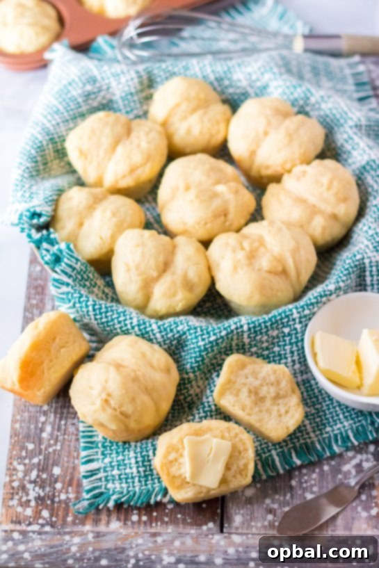 Pillowy Potato Dinner Rolls 7 Overhead photo of the buttered Mashed Potato Rolls for Thanksgiving dinner!