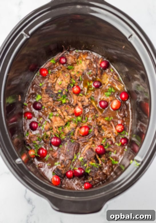 Crock Pot Cranberry Roast Beef is one of those easy, perfect slow cooker recipes to make for the holidays. Just a few ingredients are all you need to create this flavorful roast beef perfect for those chilly nights. Onion soup mix and cranberry sauce come together to make a tasty gravy!