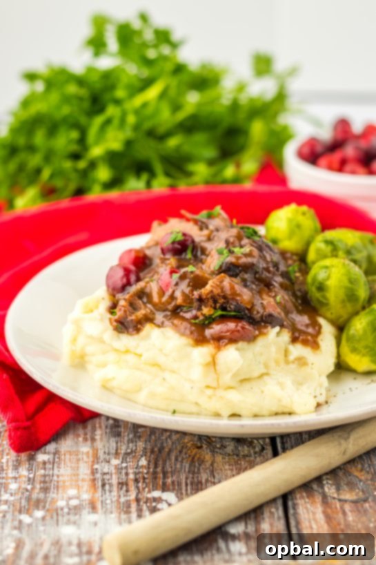 Finished photo of the Slow Cooker Cranberry Roast Beef recipe for Christmas dinner