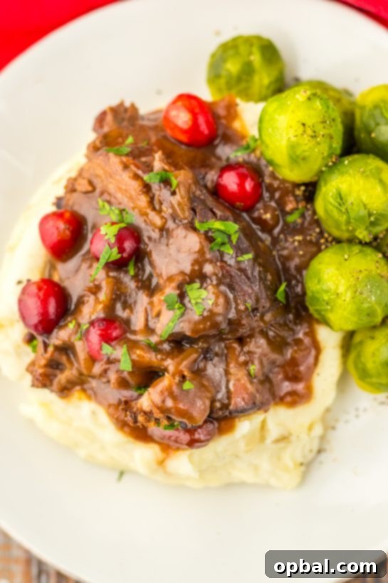 Overhead photo of the Crock Pot Cranberry Roast Beef recipe