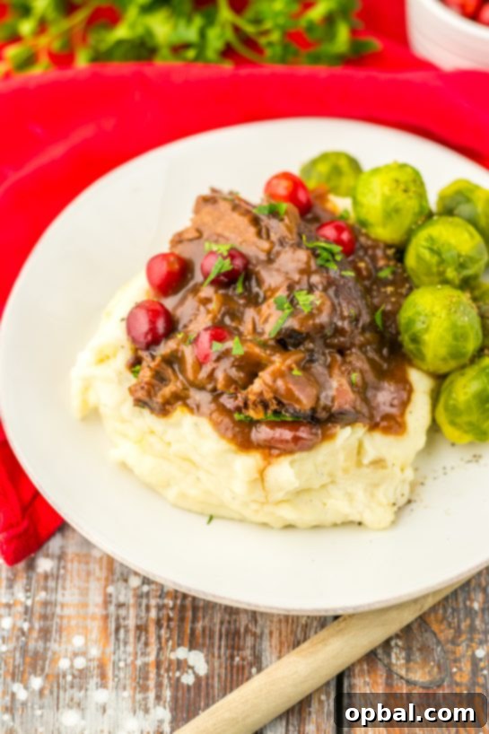 Finished photo of the Slow Cooker Cranberry Roast Beef recipe