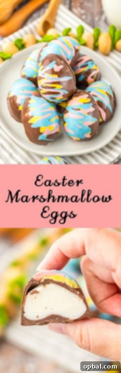 Sweet Easter Mallow Treats 12 Easy Easter Marshmallow Eggs are the perfect no bake treat for Easter! They are adorable, delicious and a cinch to make! Chocolate Easter Eggs are filled with a fluffy, rich marshmallow filling. Perfect for your Easter dessert display or to fill Easter baskets with.