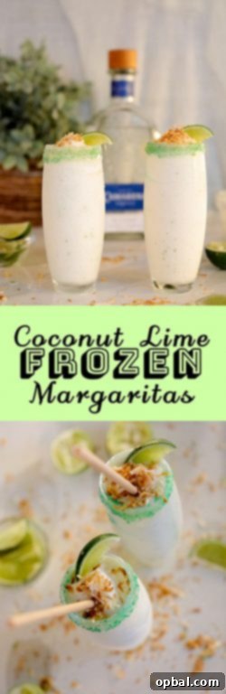 Zesty Coconut Lime Margarita Oasis 10 Coconut Lime Frozen Margaritas are a smooth, creamy, and easy to make frozen drink recipe for a party! Creamy coconut blends with tequila and fresh lime topped with a crunchy toasted coconut rim.
