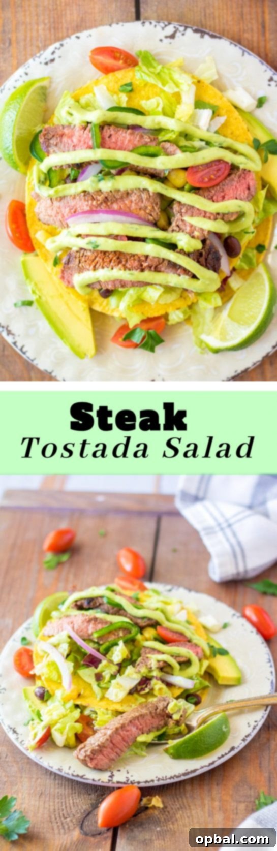 Southwestern Steak Tostada Salad 9 Steak Tostada Salad recipe with a Mexican twist, packed with juicy steak and fresh ingredients
