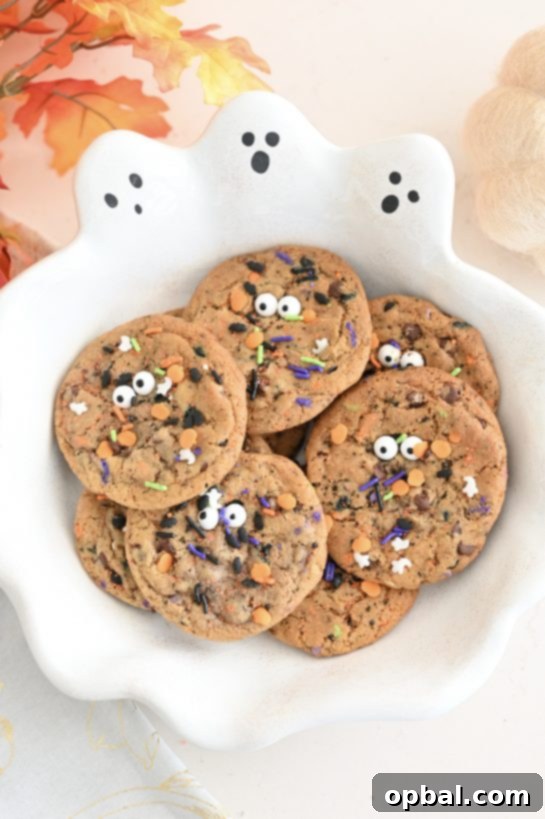 Ghoulishly Good Chocolate Chip Monster Cookies 6 Easy Halloween Monster Chocolate Chip Cookies recipe: the perfect blend of crisp edges and chewy centers, bursting with rich buttery flavor and gooey chocolate chips. Topped with playful candy eyes and a sprinkle of festive colors.