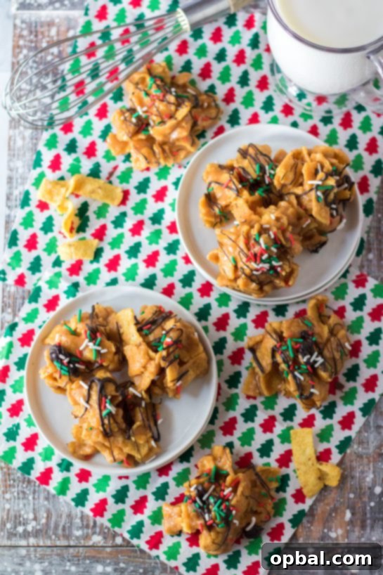 Another overhead view of the delightful Frito Candy, prepared for a festive Christmas gathering, showing its appealing texture and toppings.