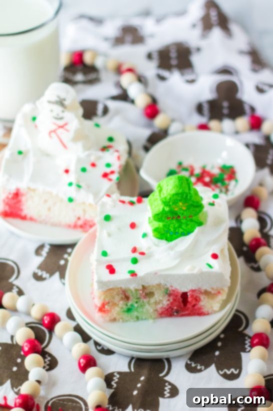 Holiday Spirit Poke Cake 10 Photo of the Christmas Poke Cake recipe for the perfect holiday dessert.