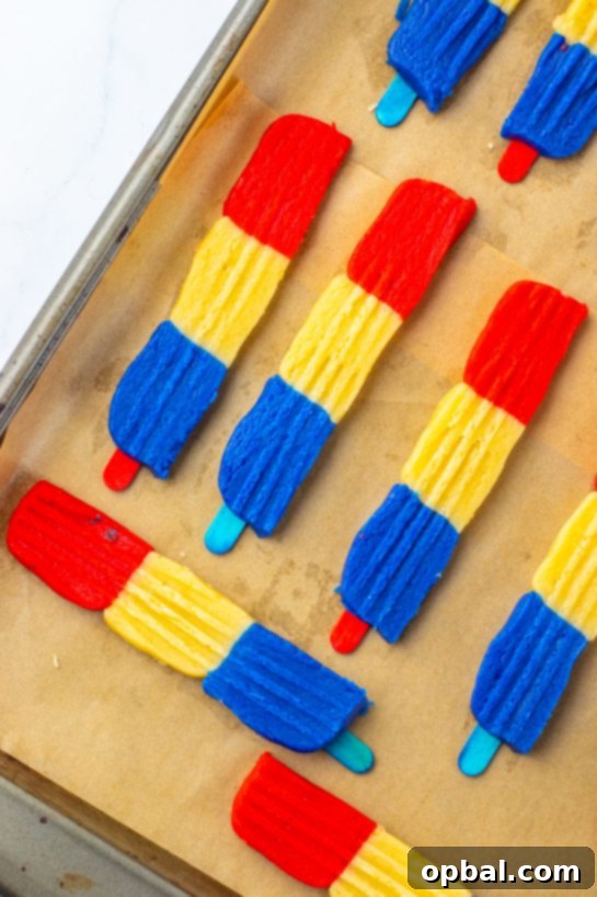Firecracker Pop Cookies 5 Bomb Pop Cookies dough logs ready to be sliced and baked for Memorial Day or 4th of July