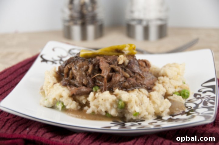 Ultimate Slow Cooker Mississippi Pot Roast 2 Slow Cooker Mississippi Pot Roast recipe is a comforting, tasty meal made right in your crock pot. The meat drippings produce their own gravy and the roast is so tender that it just falls apart!