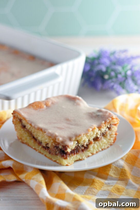 Glazed Honey Swirl Cake 2 This Honey Bun Cake recipe made with yellow cake mix, sour cream, and chopped pecans is a Southern-inspired dessert that tastes just like a warm bakery honey bun! Perfectly moist, swirled with brown sugar and cinnamon, this easy doctored cake mix recipe comes together in minutes — no fancy baking skills required.