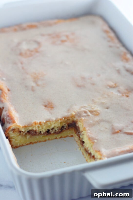 Glazed Honey Swirl Cake 10 Cut-open photo of Honey Bun Cake recipe to show the inside of the cake.
