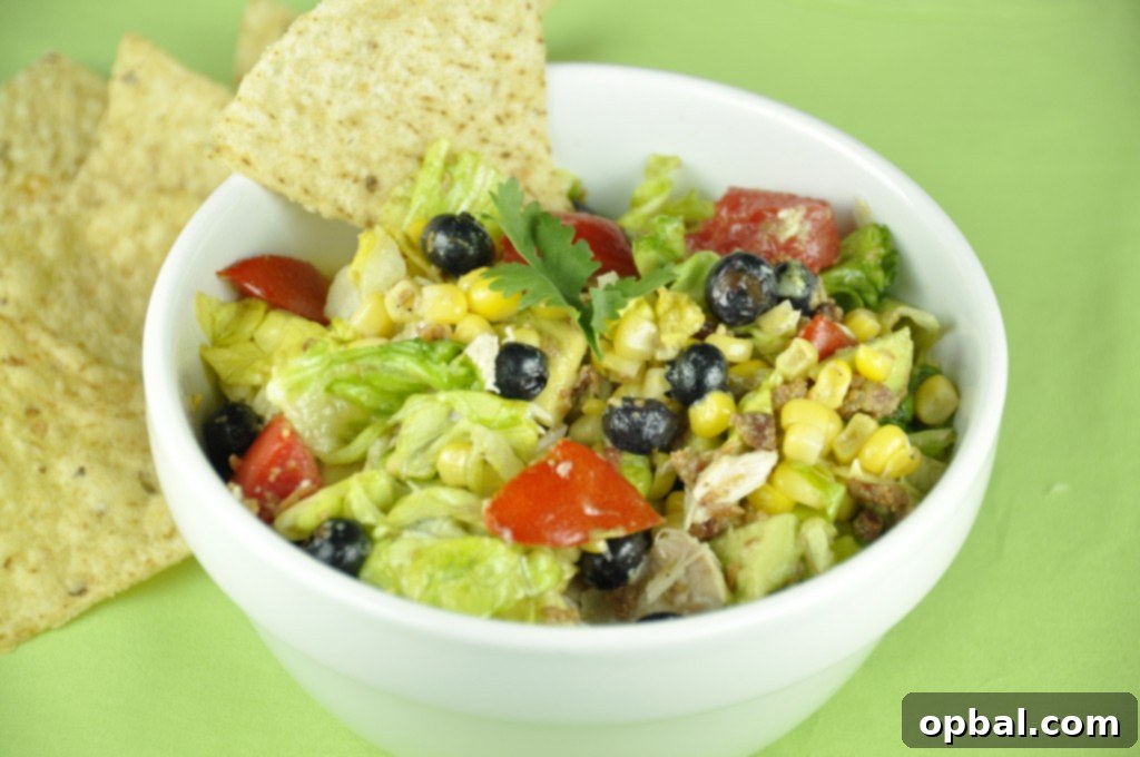 Summertime Grilled Corn, Chicken, and Blueberry Chopped Salad with Honey Lime Vinaigrette.