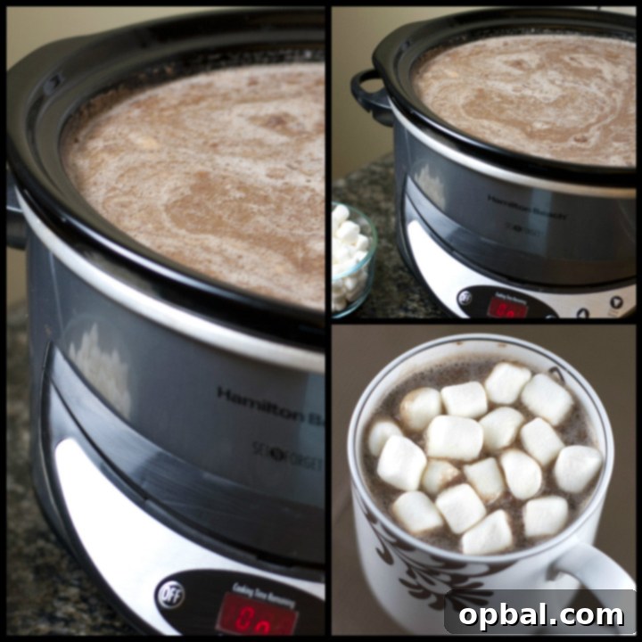 Velvet Crock-Pot Hot Cocoa 2 Creamy Crock Pot Hot Chocolate Recipe - throw all of the ingredients in your slow cooker and have the perfect beverage for keeping warm all winter long and for Christmas!