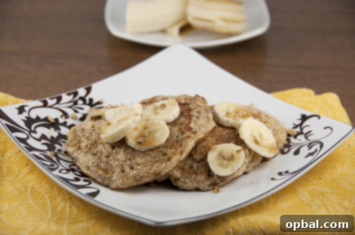 Golden Banana Walnut Stacks 2 Delicious and Healthy Banana Walnut Pancakes Made with Whole Wheat Farina