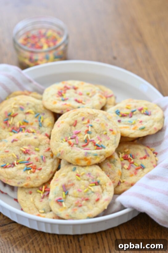 Soft Sprinkle Sugar Cookies, a soft, buttery, and colorful treat, perfect for Valentine's Day or any special event.