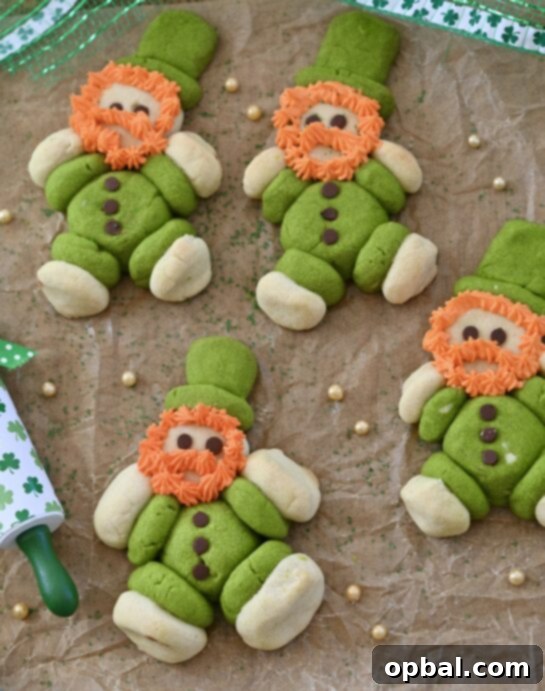 Leprechaun's Lucky Cookie Delights 6 A lineup of charming, fat, and adorable Lucky Leprechaun Cookies, each uniquely decorated, showcasing their readiness for St. Patrick's Day baking fun!